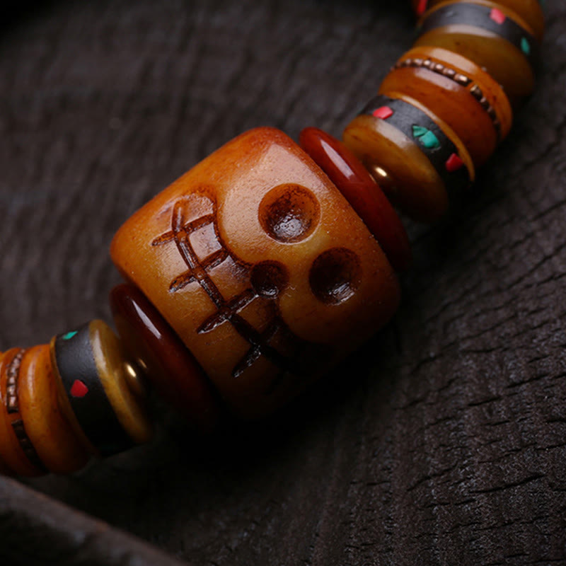 Buddha Stones d'os du Tibet Le Seigneur de la forêt des cadavres Bracelet Rappels de notre impermanence - image 8