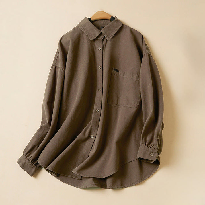 Chemise décontractée à manches longues et col montant pour femme, en coton, avec boutons et Buddha Stones - Terre de sienne - US14，UK/AU18，EU46 (2XL) - image 15