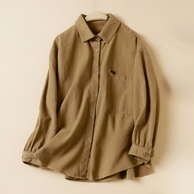 Chemise décontractée à manches longues et col montant pour femme, en coton, avec boutons et Buddha Stones - Verge d'or - US14，UK/AU18，EU46 (2XL) - image 5