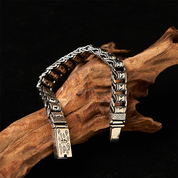 Bracelet tibétain en cuivre avec Buddha Stones et nuages ​​de bon augure, Om Mani Padme Hum, paix et métal - image 2