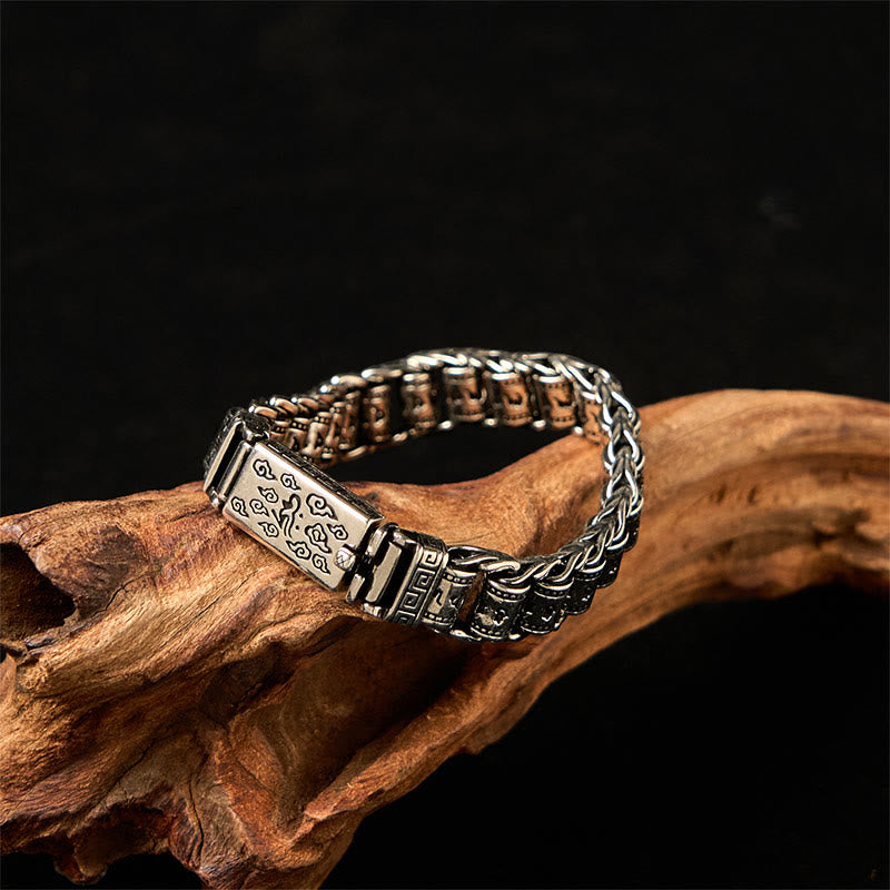Bracelet tibétain en cuivre avec Buddha Stones et nuages ​​de bon augure, Om Mani Padme Hum, paix et métal - image 1