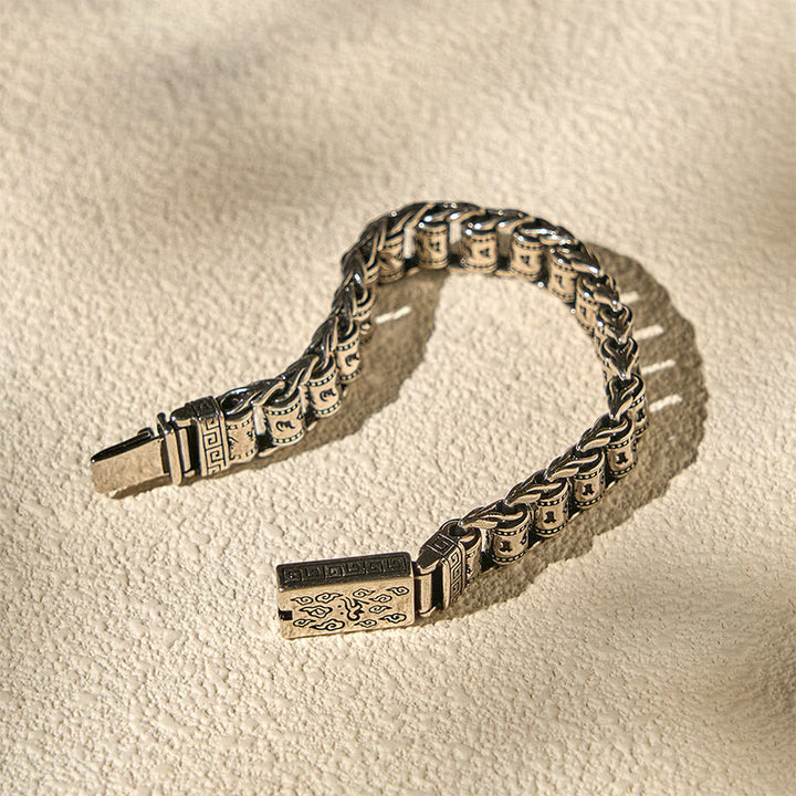 Bracelet tibétain en cuivre avec Buddha Stones et nuages ​​de bon augure, Om Mani Padme Hum, paix et métal - image 8