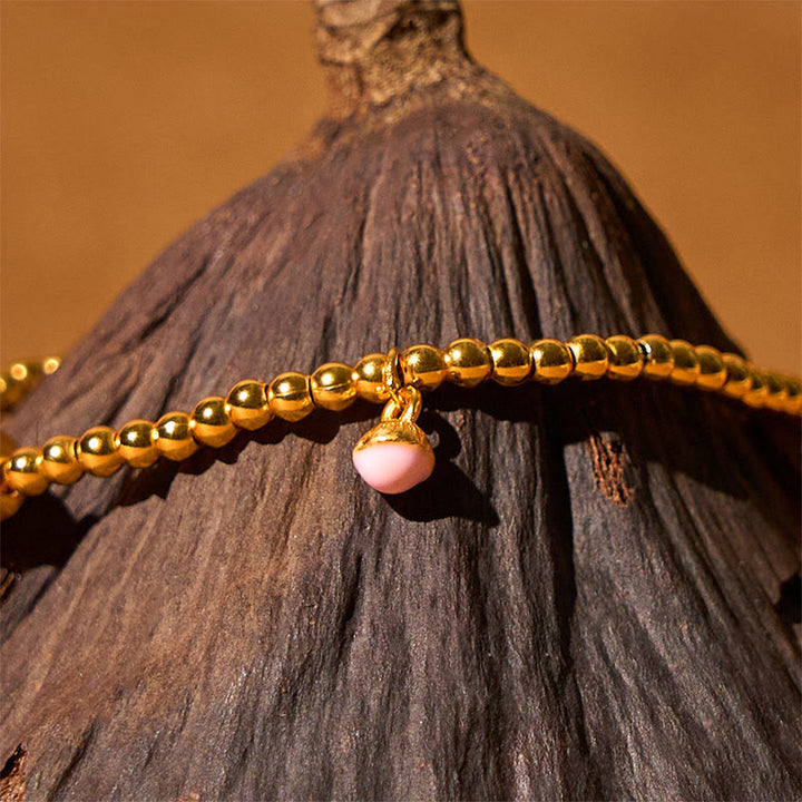 Bracelet de richesse en forme de gourde avec perles en cuivre et laiton plaqué or 24 carats et Buddha Stones - image 2