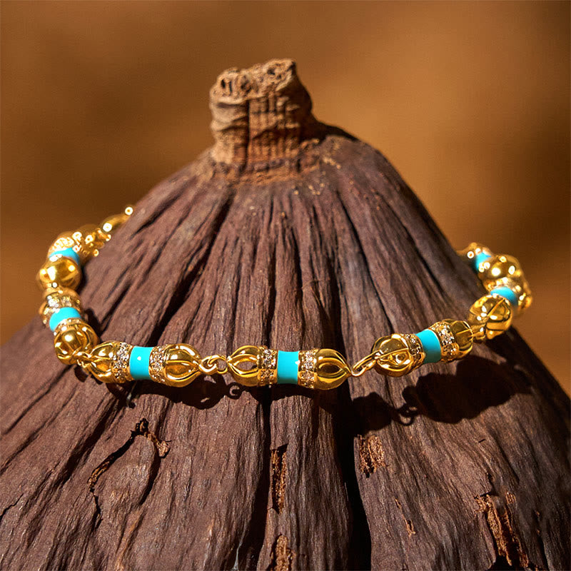 Bracelet Buddha Stones Cuivre Laiton Plaqué Or 24 carats Vajra Richesse Chance - image 2