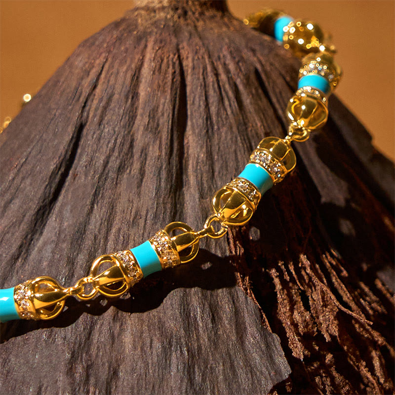 Bracelet Buddha Stones Cuivre Laiton Plaqué Or 24 carats Vajra Richesse Chance - image 3