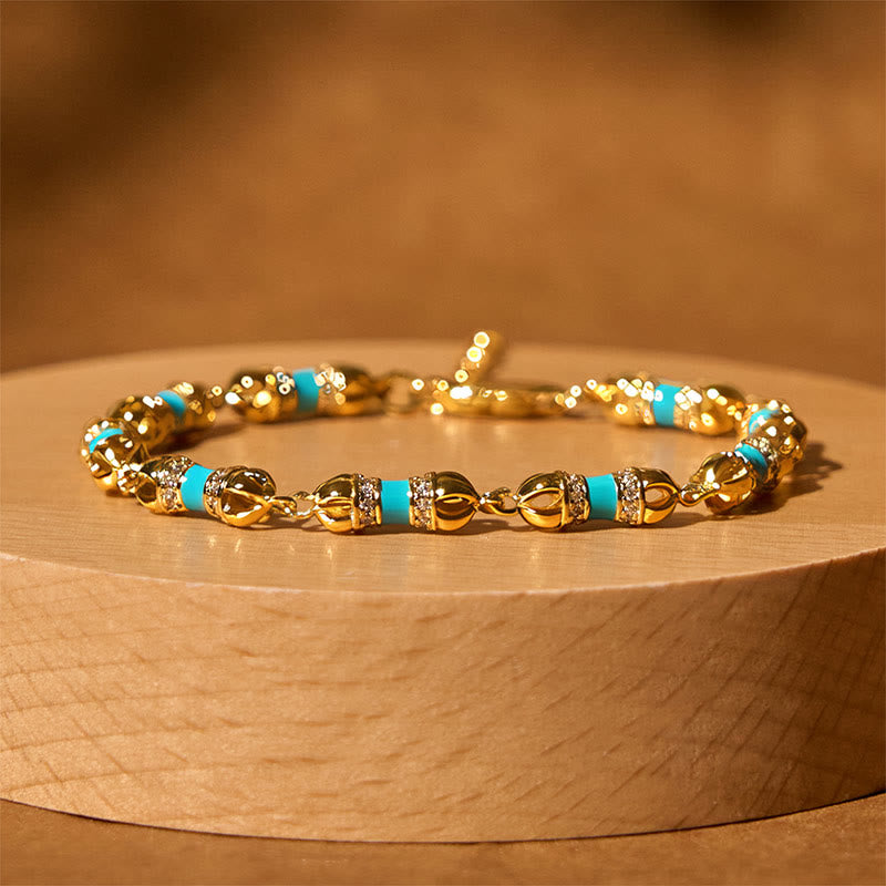 Bracelet Buddha Stones Cuivre Laiton Plaqué Or 24 carats Vajra Richesse Chance - image 1