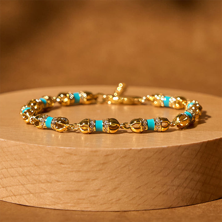 Bracelet Buddha Stones Cuivre Laiton Plaqué Or 24 carats Vajra Richesse Chance - image 1