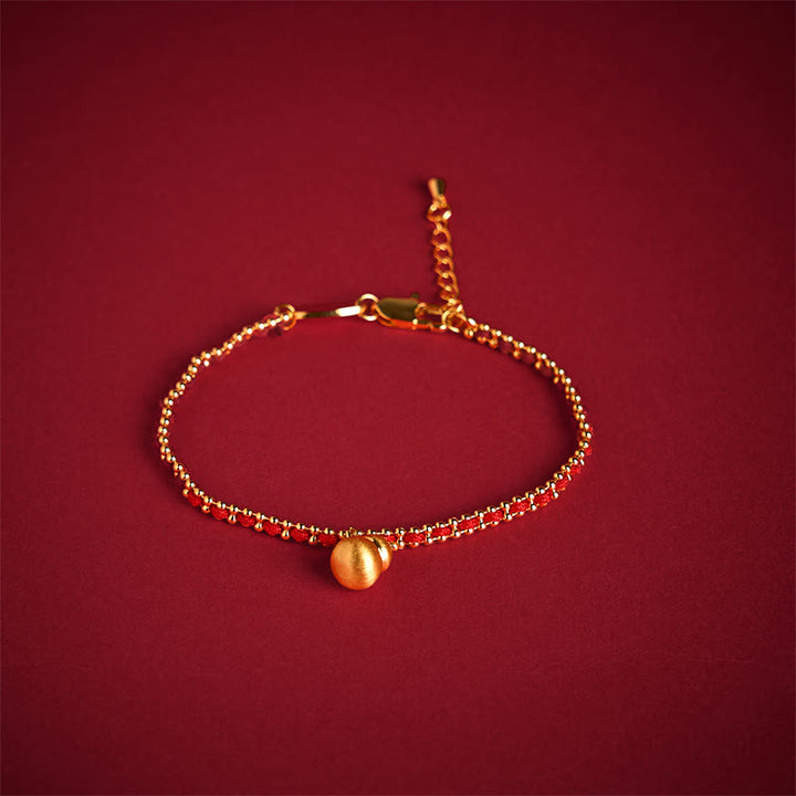 Bracelet de force et de richesse en cuivre et laiton avec Buddha Stones et cordon rouge - Cordon rouge et laiton cuivré (tour de poignet : 20-25 cm) - image 0