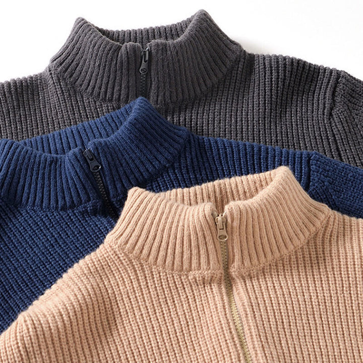 Buddha Stones Cardigan d'hiver en tricot à fermeture éclair de couleur unie pour homme, veste en coton à manches longues avec poches - image 18