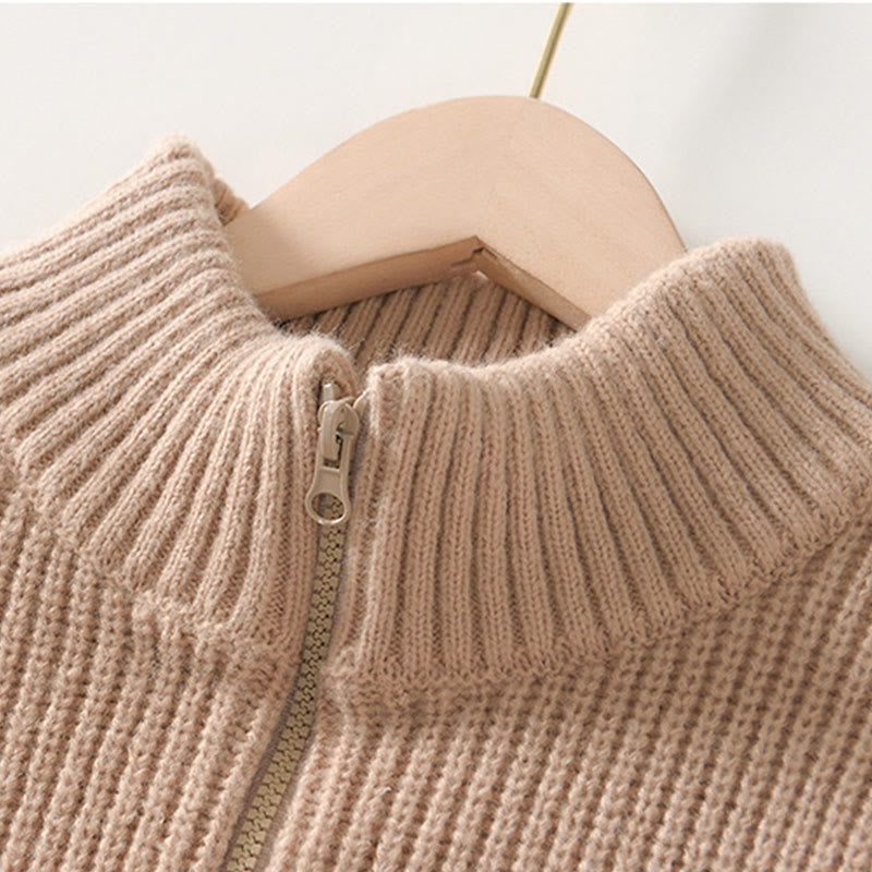 Buddha Stones Cardigan d'hiver en tricot à fermeture éclair de couleur unie pour homme, veste en coton à manches longues avec poches - image 14