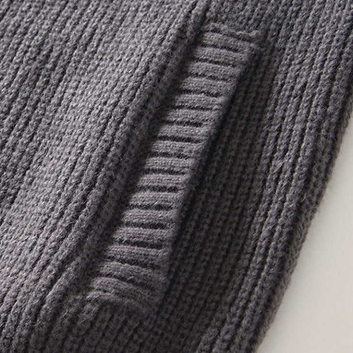 Buddha Stones Cardigan d'hiver en tricot à fermeture éclair de couleur unie pour homme, veste en coton à manches longues avec poches - image 10