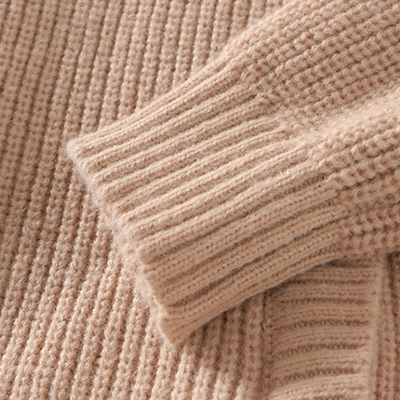 Buddha Stones Cardigan d'hiver en tricot à fermeture éclair de couleur unie pour homme, veste en coton à manches longues avec poches - image 15