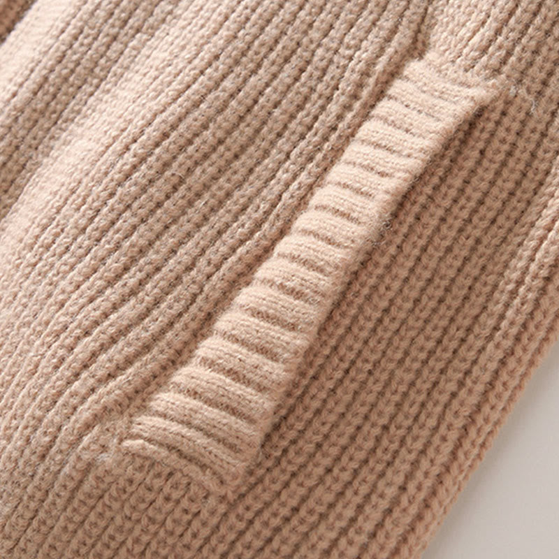 Buddha Stones Cardigan d'hiver en tricot à fermeture éclair de couleur unie pour homme, veste en coton à manches longues avec poches - image 16