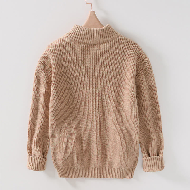 Buddha Stones Cardigan d'hiver en tricot à fermeture éclair de couleur unie pour homme, veste en coton à manches longues avec poches - image 13