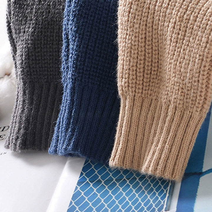 Buddha Stones Cardigan d'hiver en tricot à fermeture éclair de couleur unie pour homme, veste en coton à manches longues avec poches - image 19