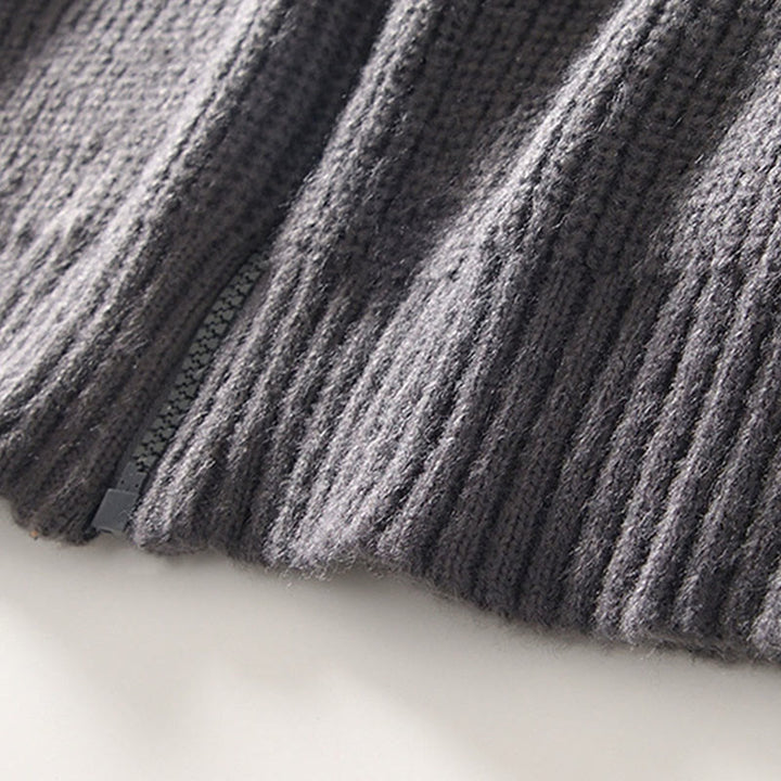 Buddha Stones Cardigan d'hiver en tricot à fermeture éclair de couleur unie pour homme, veste en coton à manches longues avec poches - image 11