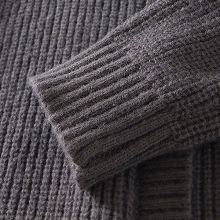 Buddha Stones Cardigan d'hiver en tricot à fermeture éclair de couleur unie pour homme, veste en coton à manches longues avec poches - image 9