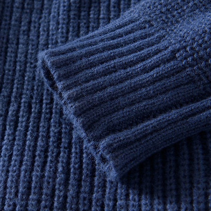 Buddha Stones Cardigan d'hiver en tricot à fermeture éclair de couleur unie pour homme, veste en coton à manches longues avec poches - image 2