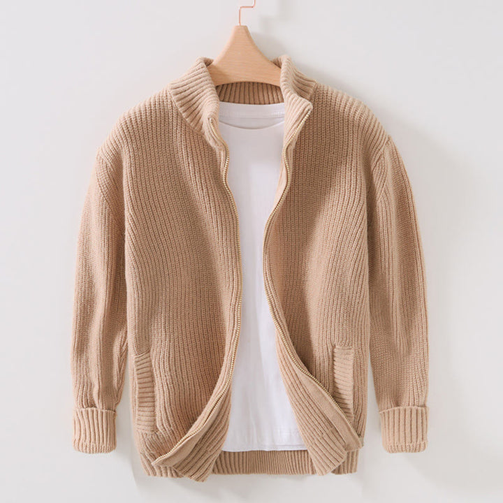 Buddha Stones Cardigan d'hiver en tricot à fermeture éclair de couleur unie pour homme, veste en coton à manches longues avec poches - BurlyWood - US/UK/AU40，EU50 (2XL) - image 12