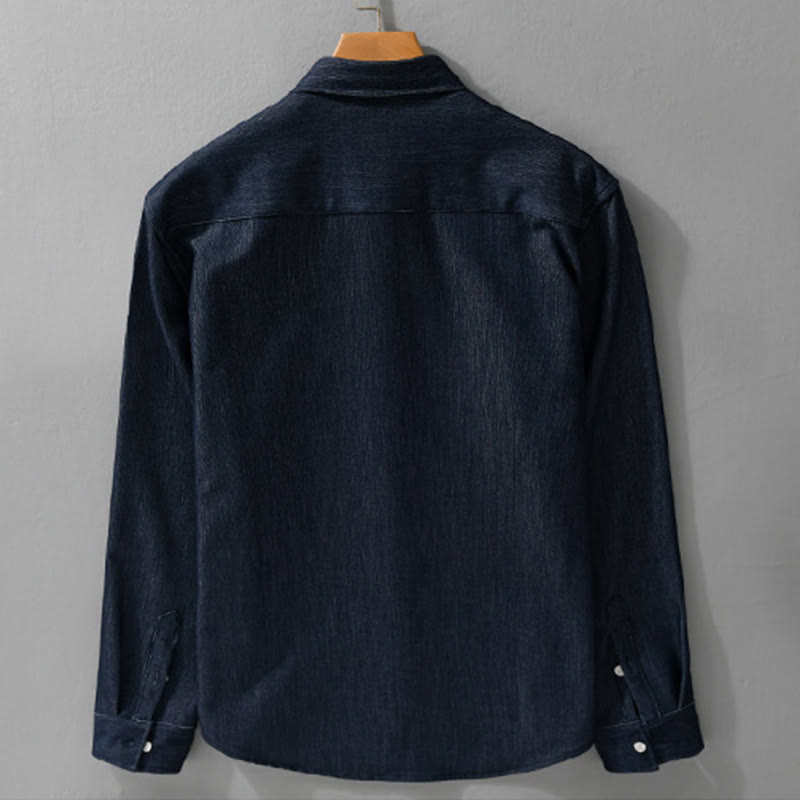 Veste à manches longues pour homme avec revers boutonné et détails de couleur pure Buddha Stones Fall - image 2