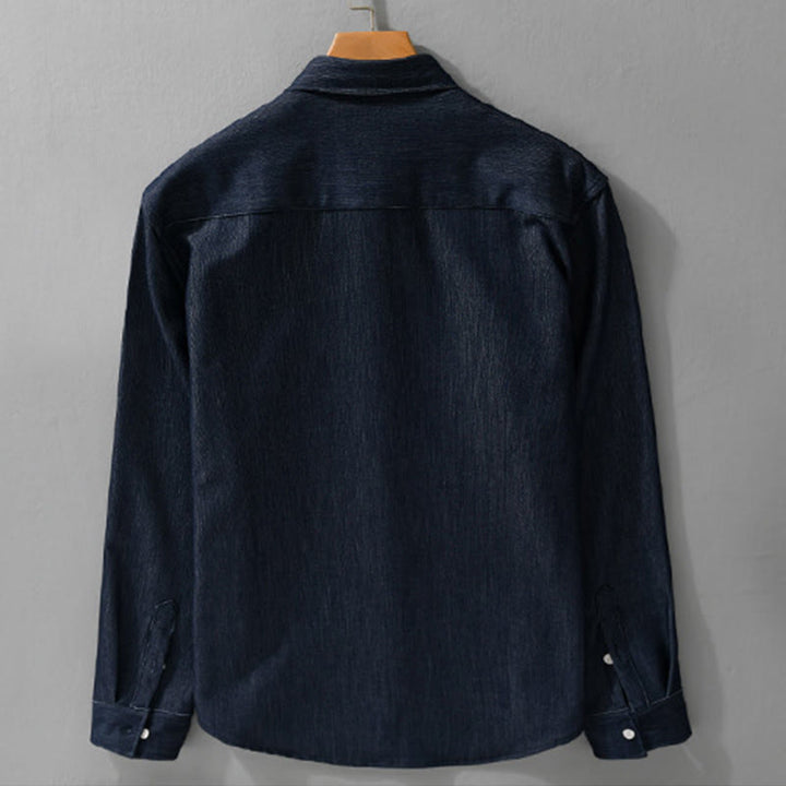 Veste à manches longues pour homme avec revers boutonné et détails de couleur pure Buddha Stones Fall - image 2