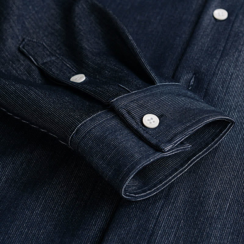Veste à manches longues pour homme avec revers boutonné et détails de couleur pure Buddha Stones Fall - image 6