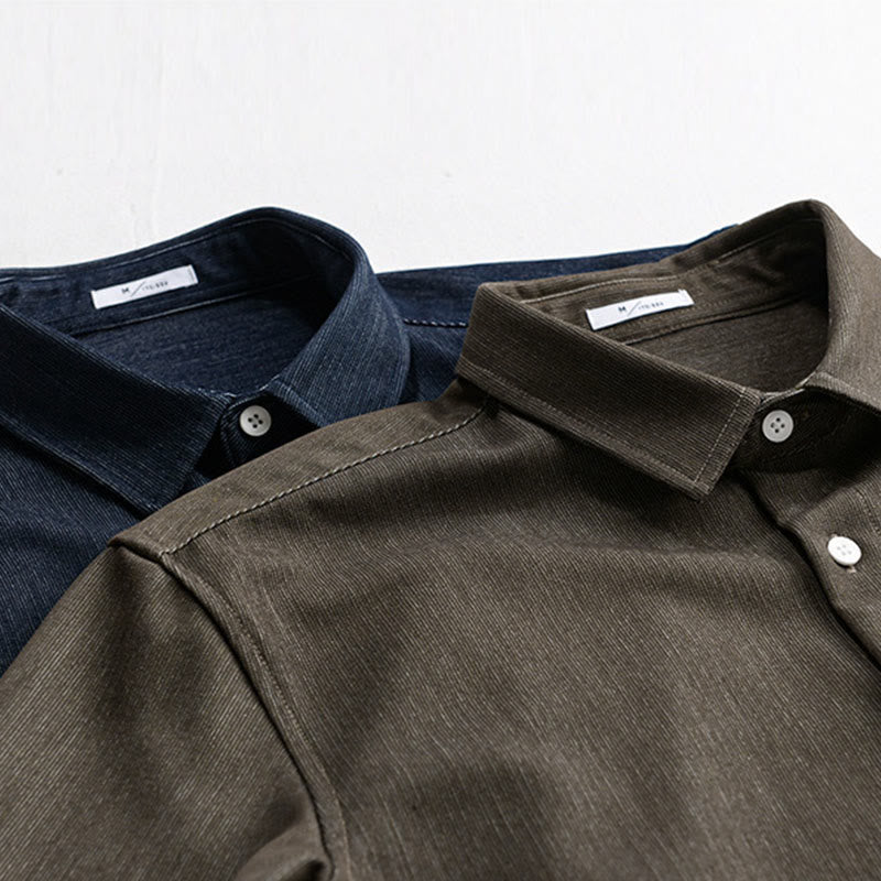 Veste à manches longues pour homme avec revers boutonné et détails de couleur pure Buddha Stones Fall - image 17
