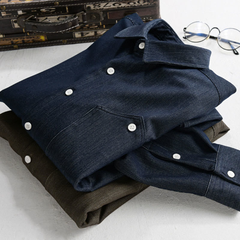 Veste à manches longues pour homme avec revers boutonné et détails de couleur pure Buddha Stones Fall - image 16