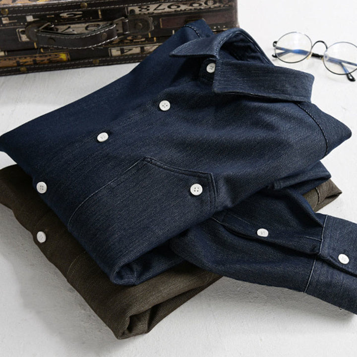 Veste à manches longues pour homme avec revers boutonné et détails de couleur pure Buddha Stones Fall - image 16