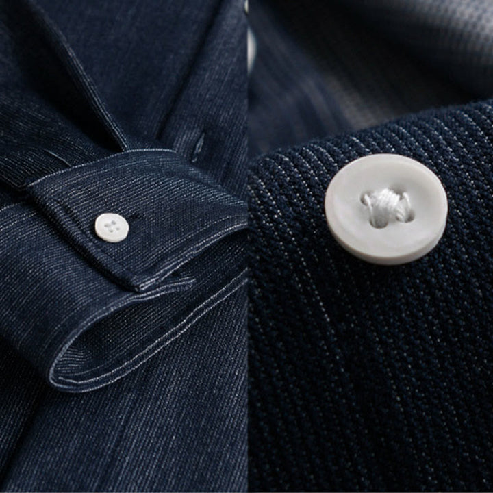 Veste à manches longues pour homme avec revers boutonné et détails de couleur pure Buddha Stones Fall - image 8