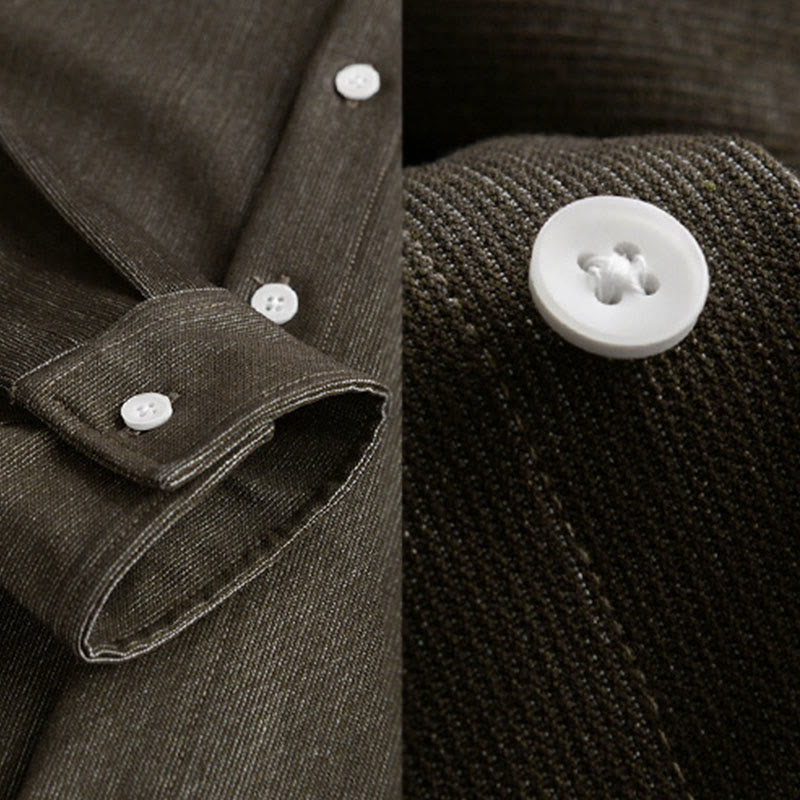 Veste à manches longues pour homme avec revers boutonné et détails de couleur pure Buddha Stones Fall - image 14