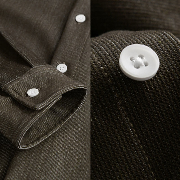 Veste à manches longues pour homme avec revers boutonné et détails de couleur pure Buddha Stones Fall - image 14