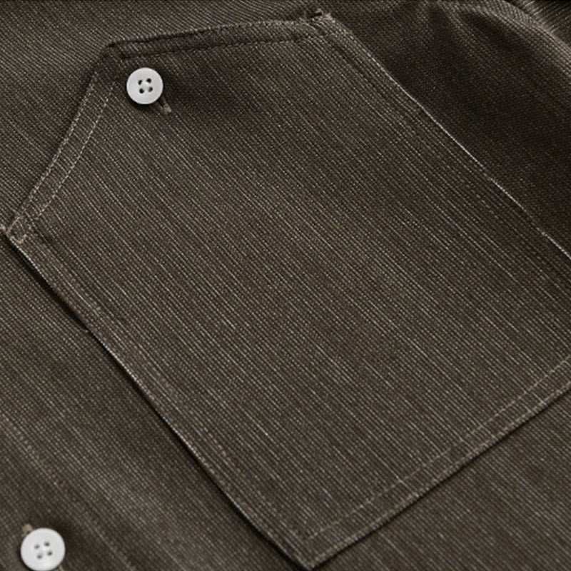 Veste à manches longues pour homme avec revers boutonné et détails de couleur pure Buddha Stones Fall - image 13