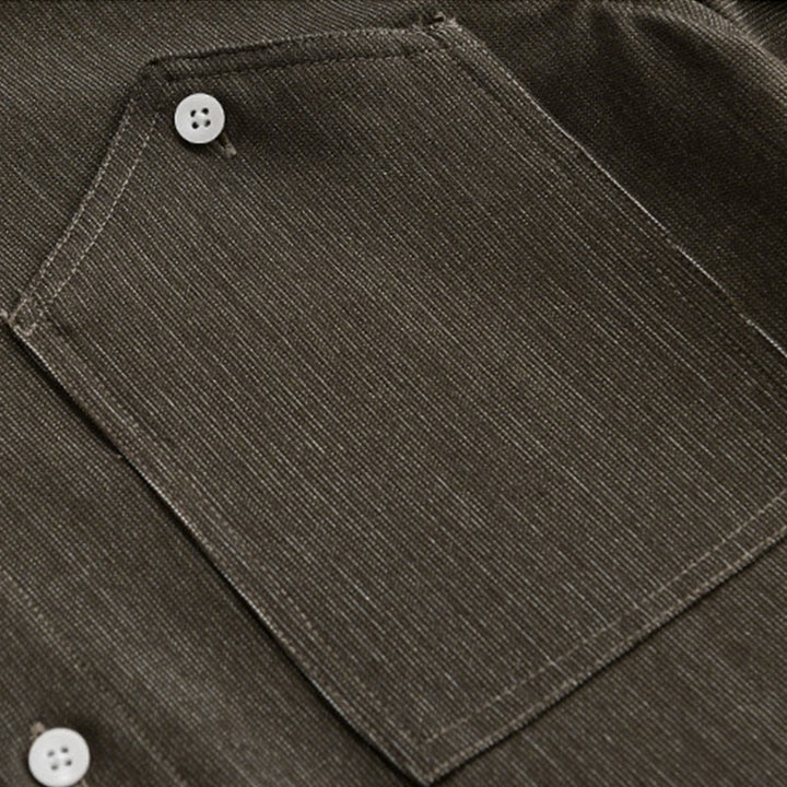 Veste à manches longues pour homme avec revers boutonné et détails de couleur pure Buddha Stones Fall - image 13