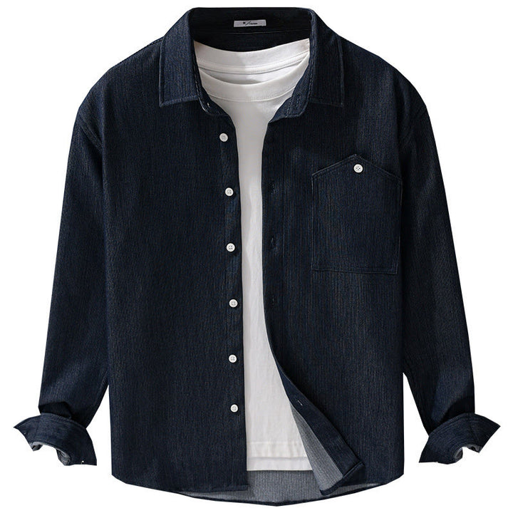 Veste à manches longues pour homme avec revers boutonné et détails de couleur pure Buddha Stones Fall - image 9