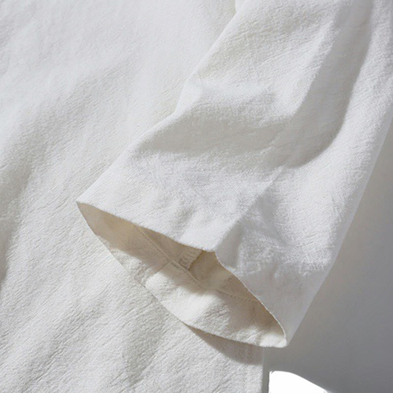 Chemise de costume Tang chinoise à manches longues en coton pour homme, avec boutons en forme de grenouille et fente latérale, motif Buddha Stones - image 31