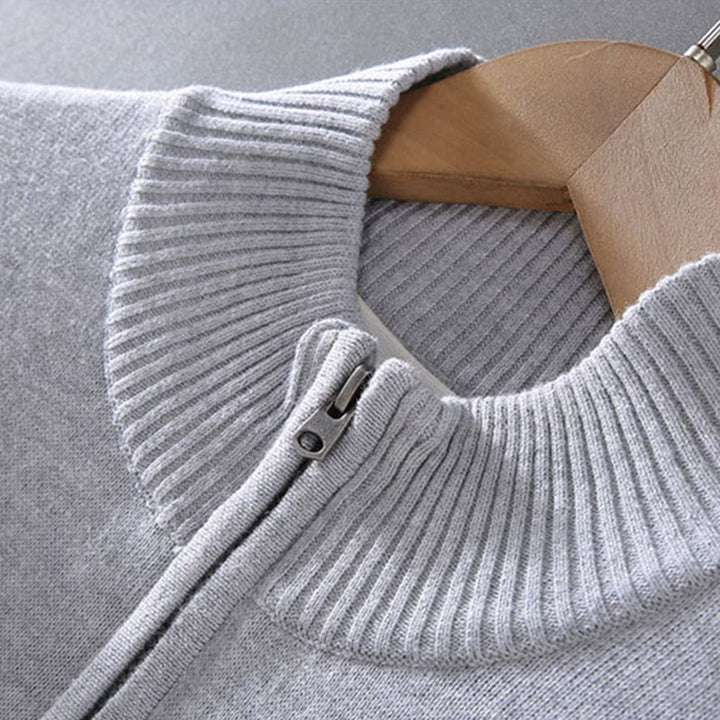 Pull en pur coton à manches longues et col montant pour homme, côtelé et uni, motif Buddha Stones - image 5