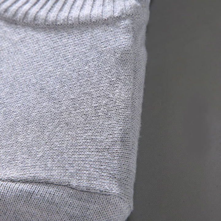 Pull en pur coton à manches longues et col montant pour homme, côtelé et uni, motif Buddha Stones - image 6