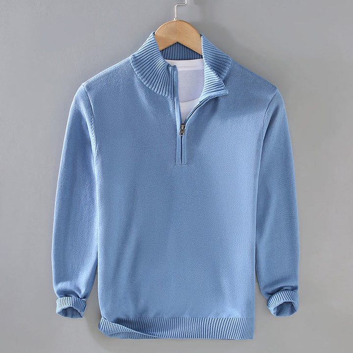 Pull en pur coton à manches longues et col montant pour homme, côtelé et uni, motif Buddha Stones - Bleuet - US/UK/AU42，EU52 (3XL) - image 17