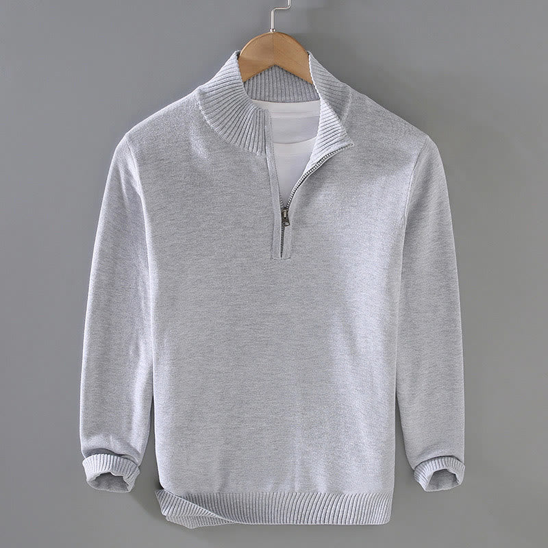 Pull en pur coton à manches longues et col montant pour homme, côtelé et uni, motif Buddha Stones - Gris clair - US/UK/AU42，EU52 (3XL) - image 2
