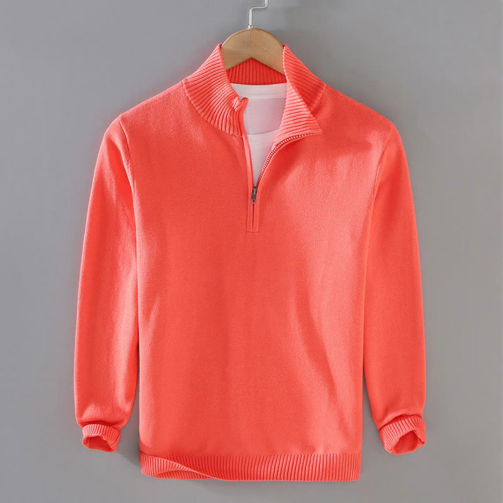 Pull en pur coton à manches longues et col montant pour homme, côtelé et uni, motif Buddha Stones - OrangeRouge - US/UK/AU42，EU52 (3XL) - image 15