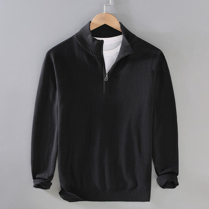 Pull en pur coton à manches longues et col montant pour homme, côtelé et uni, motif Buddha Stones - Noir - US/UK/AU42，EU52 (3XL) - image 1
