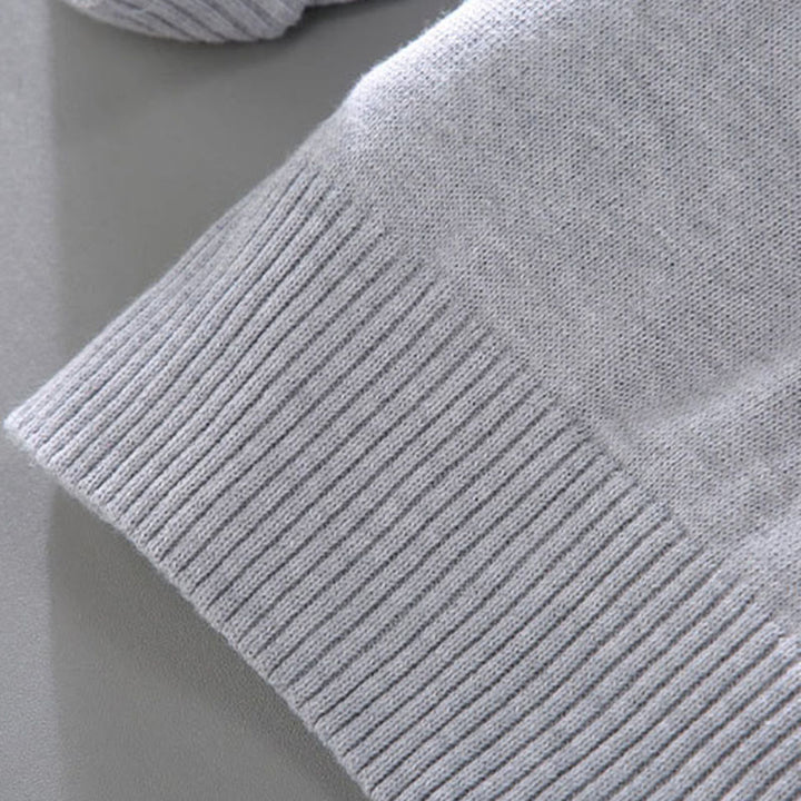 Pull en pur coton à manches longues et col montant pour homme, côtelé et uni, motif Buddha Stones - image 11