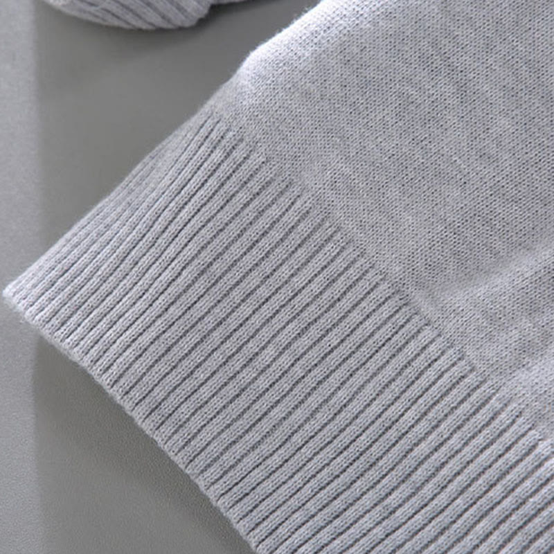 Pull en pur coton à manches longues et col montant pour homme, côtelé et uni, motif Buddha Stones - image 11