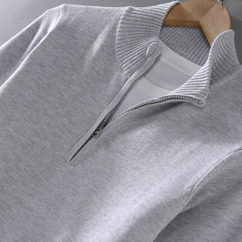 Pull en pur coton à manches longues et col montant pour homme, côtelé et uni, motif Buddha Stones - image 4