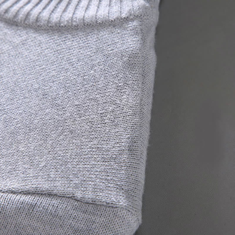 Pull en pur coton à manches longues et col montant pour homme, côtelé et uni, motif Buddha Stones - image 6