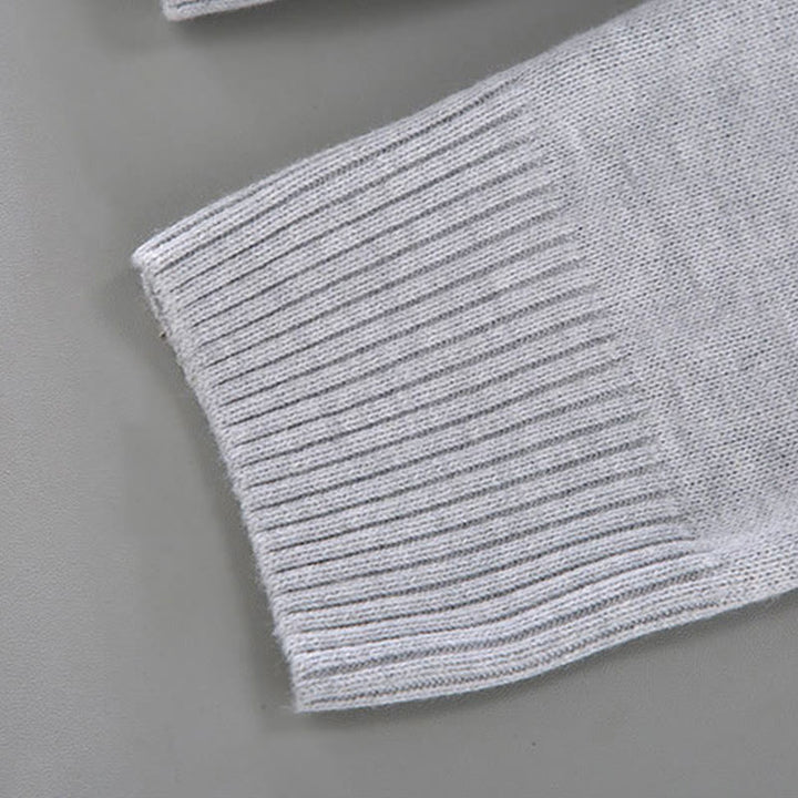 Pull en pur coton à manches longues et col montant pour homme, côtelé et uni, motif Buddha Stones - image 10