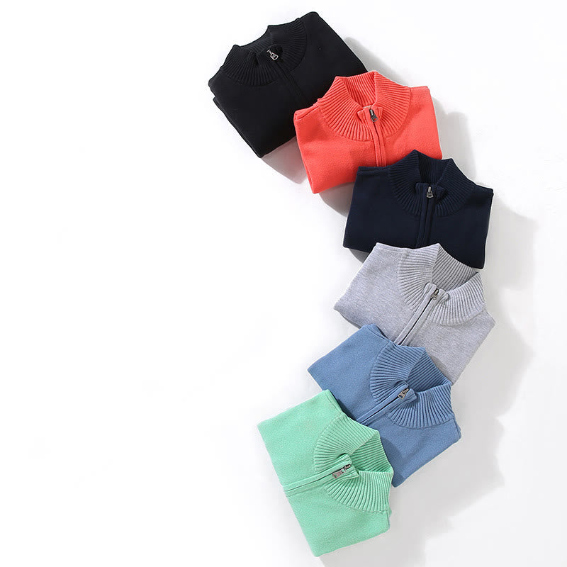 Pull en pur coton à manches longues et col montant pour homme, côtelé et uni, motif Buddha Stones - image 19