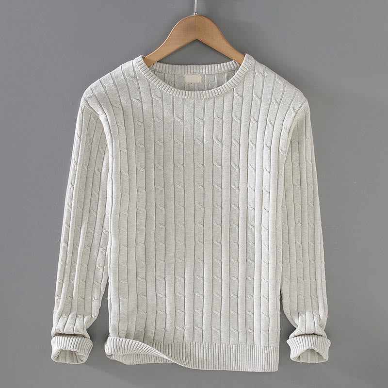 Pull ras du cou à manches longues en pur coton pour homme, motif Buddha Stones, en maille torsadée - Lin - US/UK/AU42，EU52 (3XL) - image 5