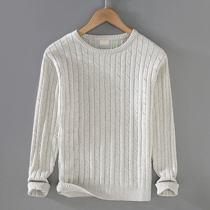 Pull ras du cou à manches longues en pur coton pour homme, motif Buddha Stones, en maille torsadée - Lin - US/UK/AU42，EU52 (3XL) - image 5